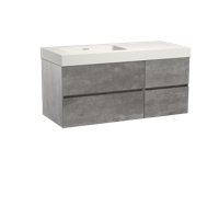 Storke Edge zwevend badmeubel 120 x 52 cm beton donkergrijs met Mata High asymmetrisch linkse wastafel in mat witte solid surface - thumbnail