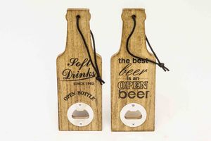 Flesopener &apos;Soft Drinks/Beer burned wood 7x20 cm 2