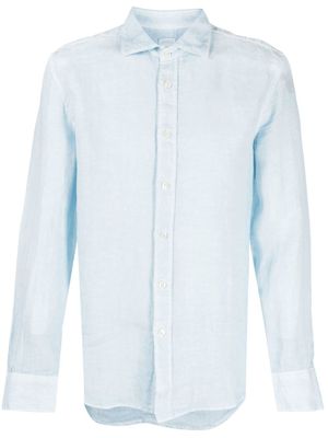 120% Lino chemise à boutonnière - Bleu