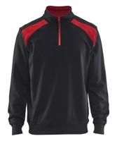 Blåkläder Sweatshirt bicolour met halve rits 33531158 | Zwart/Rood | Maat XXL - 7330509456248