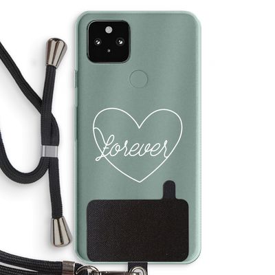 Forever heart pastel: Pixel 5a 5G Transparant Hoesje met koord