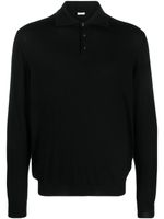 Malo long-sleeved knitted polo shirt - Noir