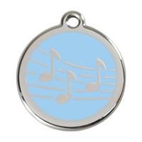 Music Light Blue roestvrijstalen hondenpenning large/groot dia. 3,8 cm - RedDingo - thumbnail