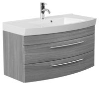 Saniclear Bella halfrond badmeubel 100cm grijs eiken - thumbnail