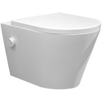 Wandcloset Wiesbaden Vesta | 52 cm | Rimless | Bidet functie-koud water | Incl.Toiletzitting | Keramiek | Mat wit