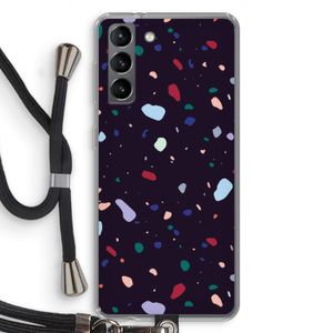 Dark Rounded Terrazzo: Samsung Galaxy S21 Transparant Hoesje met koord