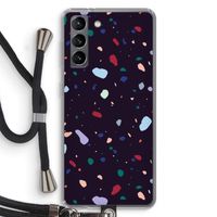 Dark Rounded Terrazzo: Samsung Galaxy S21 Transparant Hoesje met koord
