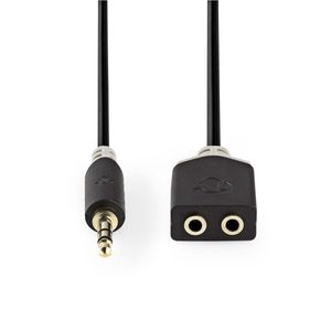 Stereo audiokabel | 3,5 mm male - 2x 3,5 mm female | 0,2 m | Antraciet [CABW22100AT02]
