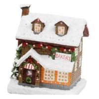 Kerstdorp kersthuisjes bakkerij met verlichting 9 x 11 x 12,5 cm - Kerstdorpen - thumbnail
