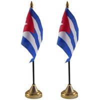 2x stuks cuba tafelvlaggetje 10 x 15 cm met standaard