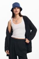 Oversized gebreid vest - BLACK - M - thumbnail