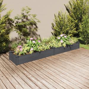 Plantenbak verhoogd met voering 240x45x25 cm vurenhout grijs