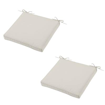 Stof Textile Tuin stoelkussen - 2x - lichtbeige - 40 x 40 x 5 cm - touwtjes sluiting - voor buiten