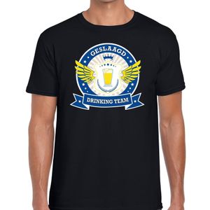 Zwart geslaagd drinking team t-shirt heren