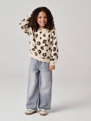 Wijde meisjesjeans met rafels aan de onderkant grijs Wijde meisjesjeans met rafels aan de onderkant grijs