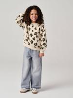 Wijde meisjesjeans met rafels aan de onderkant grijs