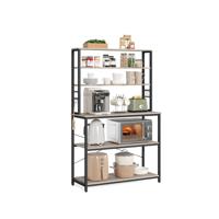 Staande keukenplank met 6 planken en 6 haken, Greige + Zwart