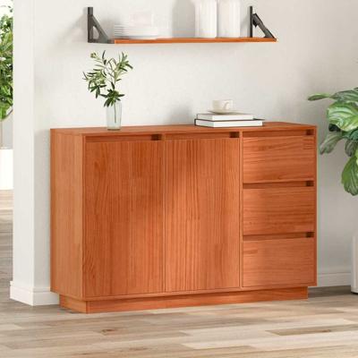 Dressoir met lade Bruin 111 x 34 x 75 cm Massief grenenhout