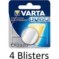 4 stuks (4 blisters a 1 st) Varta CR2320 knoopcelbatterij