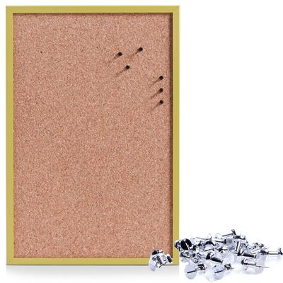 Prikbord incl. 25x punaises zilver - 40 x 60 cm - groen - kurk