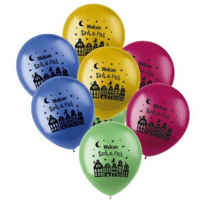 Sinterklaas Welkom Sint en Piet ballonnen kleurenmix 24x stuks 33 cm
