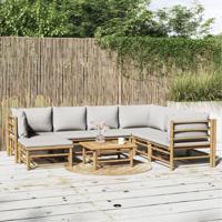 8-delige Loungeset met kussens bamboe lichtgrijs