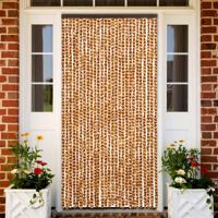 VidaXL Vliegengordijn 118x220 cm chenille okerkleurig en wit VidaXL Vliegengordijn 118x220 cm chenille okerkleurig en wit