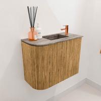 Toiletmeubel Mondiaz Joya Dlux | 51.6 cm | Meubelkleur Oak | Faye wastafel Oza Wasbak Rechts | 1 kraangat