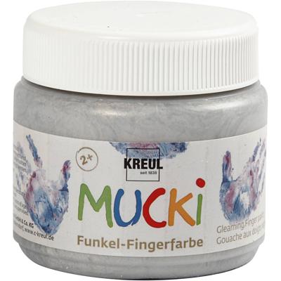Creativ Company Mucki vingerverf, zilver metallic, 150 ml/ 1 doosje