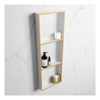 Wandnis Solid Surface Easy | In- en opbouw | 30x90x8 cm | 3 vakken | Ocher/Talc