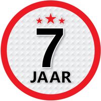 7 jaar leeftijd sticker rond 15 cm verjaardag versiering - thumbnail