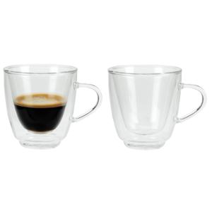 Set van 2x dubbelwandige koffie/espresso glazen 160 ml - transparant