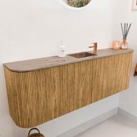Toiletmeubel Mondiaz Joya Dlux | 123.2 cm | Meubelkleur Oak | Faye wastafel Arena Wasbak Midden | 1 kraangat
