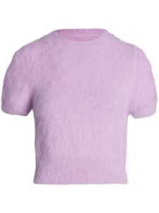 Maison Margiela haut crop en maille à manches courtes - Violet