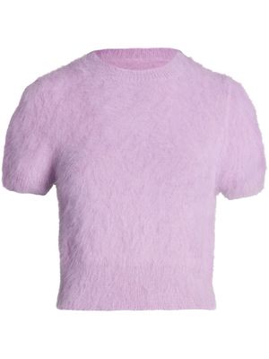 Maison Margiela haut crop en maille à manches courtes - Violet
