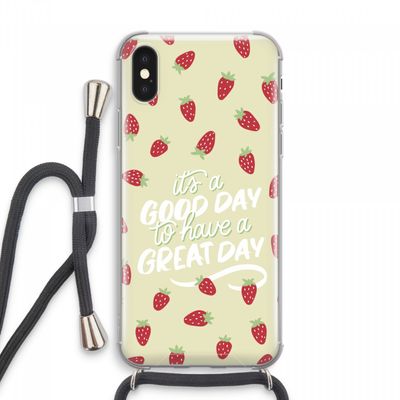 Don't forget to have a great day: iPhone XS Max Transparant Hoesje met koord