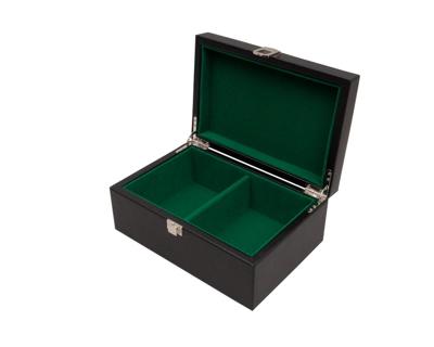 Zwart kunstlederen opbergdoos voor schaakstukken