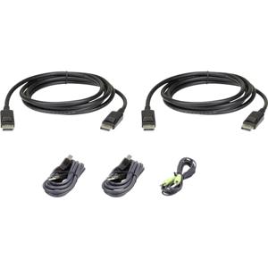 ATEN KVM Aansluitkabel [1x DisplayPort stekker, USB-A 2.0 stekker, Jackplug male 3,5 mm - 1x USB 2.0 bus B, Jackplug male 3,5 mm, DisplayPort stekker] 1.80 m