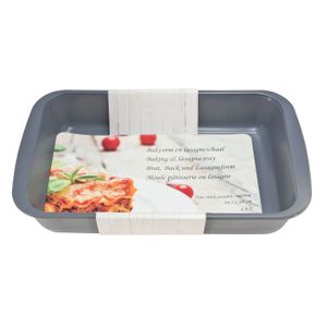 1x Grijze rechthoekige glazen ovenschalen 1,8 liter 29,5 x 18 x 5 cm