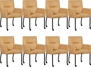 Set van 8 Cognac leren moderne eetkamerstoelen Lucky - Kenia Leer Cognac (cognac leer)