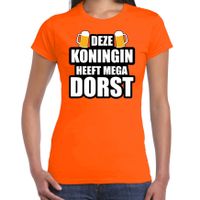 Deze Koningin heeft mega dorst / bier t-shirt oranje voor dames - Koningsdag shirts - thumbnail