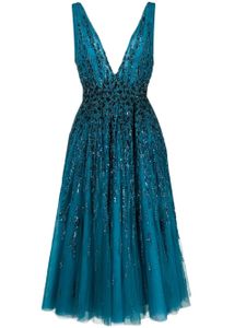 Saiid Kobeisy robe en tulle brodée de sequins - Bleu