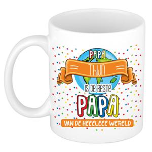 Naam mok papa Thijn - wit - de beste - keramiek - 300 ml - Vaderdag/verjaardag