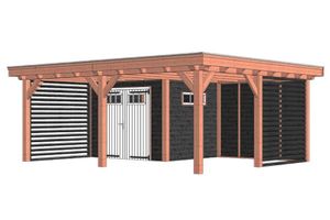 Tijdelijk 15% korting | Buitenverblijf Toscane 650x545 cm - Combinatie 1- Plat dak- Onbehandeld lariks Douglas hout- Trendhout
