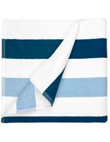 The One Towelling TH1090 Beach Towel Stripe - Navy Blue/Light Blue/White - 90 x 190 cm