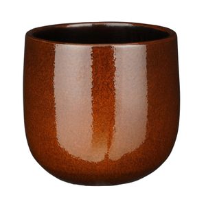 Plantenpot/bloempot keramiek terra bruin speels licht gevlekt patroon - D21/H19 cm