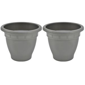 4x stuks grijze ronde plantenpot/bloempot Redonda 30 cm kunststof