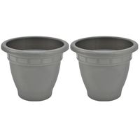 4x stuks grijze ronde plantenpot/bloempot Redonda 30 cm kunststof