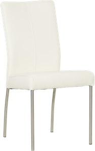 Witte leren moderne eetkamerstoel Comfort - poot rond rvs - Toledo Leer Purewhite (wit leer)