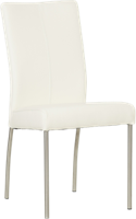 Witte leren moderne eetkamerstoel Comfort - poot rond rvs - Toledo Leer Purewhite (wit leer)
